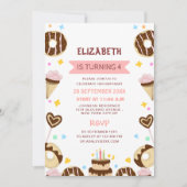 とてもかわいい甘いドーナツの子どもの誕生日 招待状 (正面)