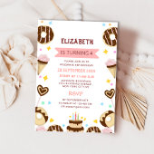 とてもかわいい甘いドーナツの子どもの誕生日 招待状