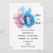 とてもかわいい赤ちゃんの靴　性別発表 招待状 (正面/裏面)