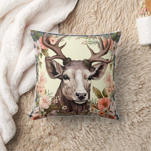 🦌🎄とてもかわいらし楽しいクリスマスのトナカイ枕 クッション (ブランケット)