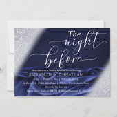 とてもエレガントなネイビー 前日のリハーサルディナー 招待状 (正面)