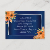 とてもオレンジ色の花が ネイビーブルーの中で　美しく感じます　－　レセプション エンクロージャーカード (裏面)