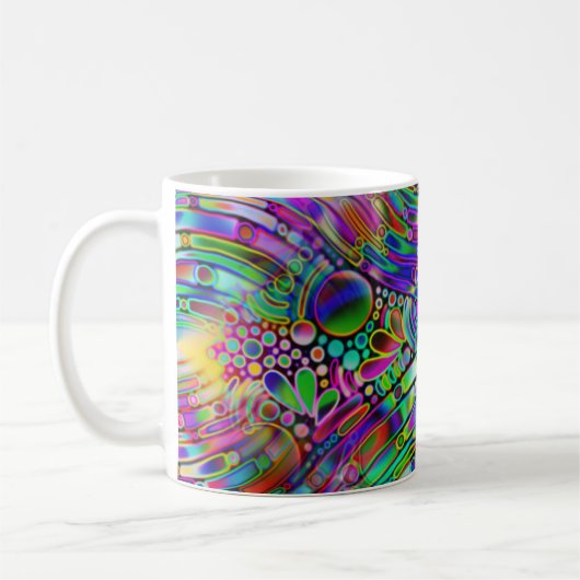 とてもカラフルな抽象的な形態の芸術 1 コーヒーマグカップ (左)