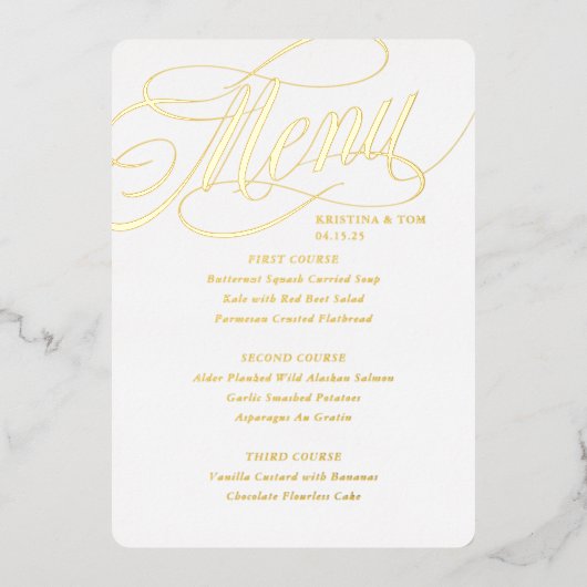 とてもゴージャスなメニュー表紙 箔招待状 (正面)