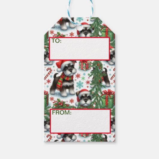 とてもシュナウザーのクリスマス ギフトタグ (正面)