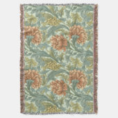 とても上品でレトロな50年代のスタイルデコールフローラアート スローブランケット (正面縦)