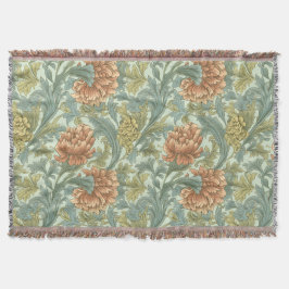 とても上品でレトロな50年代のスタイルデコールフローラアート スローブランケット