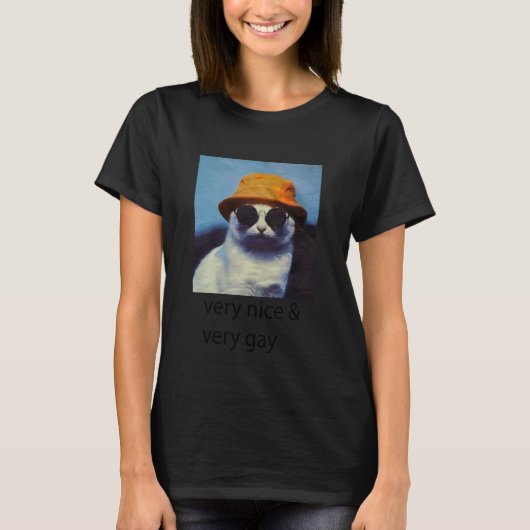 とても可愛いとてもゲイな猫 Tシャツ (正面)
