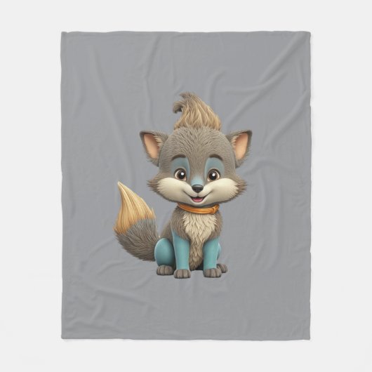とても可愛いキツネ フリースブランケット (正面)