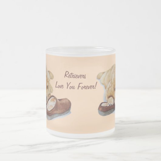 とても可愛いゴールデンレトリバーの子犬 フロストグラスマグカップ (中央)