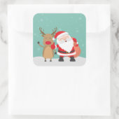 とても可愛いサンタクロースとトナカイのシール スクエアシール (バッグ)