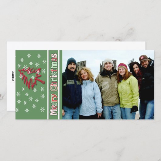 とても可愛いメリークリスマス赤い松の白い雪 シーズンカード (正面/裏面)