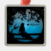 とても可愛い女性のカーボーイとサンタのクリスマスオーナメント メタルオーナメント (正面)