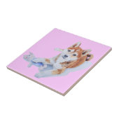 とても可愛い子犬の赤いシバ犬 タイル (側面)