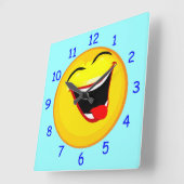 とても可愛くて幸せな絵文字/絵文字ブルーナム スクエア壁時計 (傾斜)