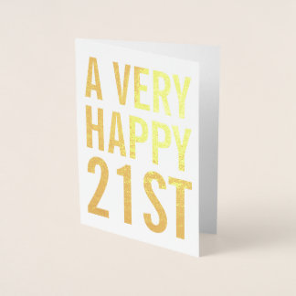 とても嬉しい21歳の誕生日カード 箔カード