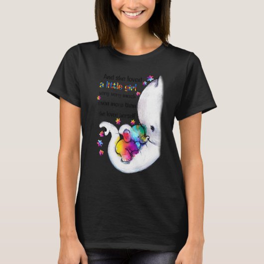 とても小さな女の子を愛していた 自閉症啓発 Tシャツ (正面)