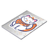 とても幸せな白とピンクのタキシード猫スパイラルフォト ノートブック (左側)