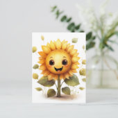 とても幸せな黄色のひまわり ポストカード (スタンド正面)