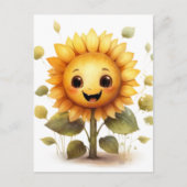 とても幸せな黄色のひまわり ポストカード (正面)