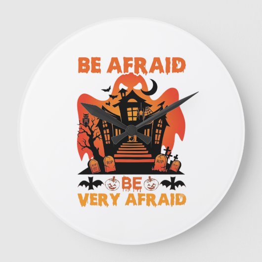 とても怖いハロウィンのお化け屋敷のかぼちゃ_1 ラージ壁時計 (正面)