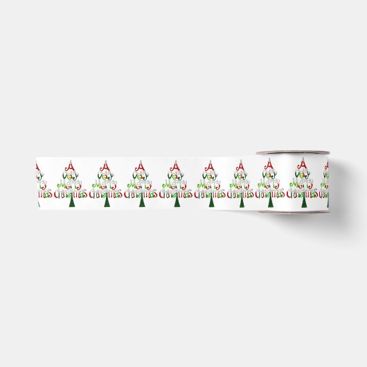 とても愉快なクリスマスツリー サテンリボン (正面)
