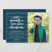 とても愉快なクリスマス | ネイビーストライプズの写真カード シーズンカード (正面/裏面)