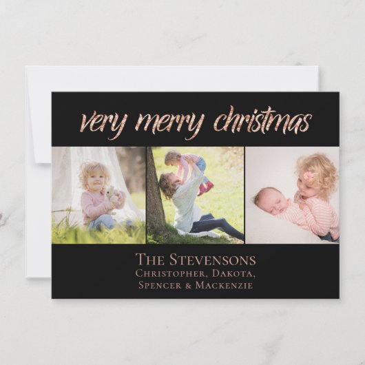 とても愉快なクリスマス |バラモダン金ゴールドシック写真 シーズンカード (正面)