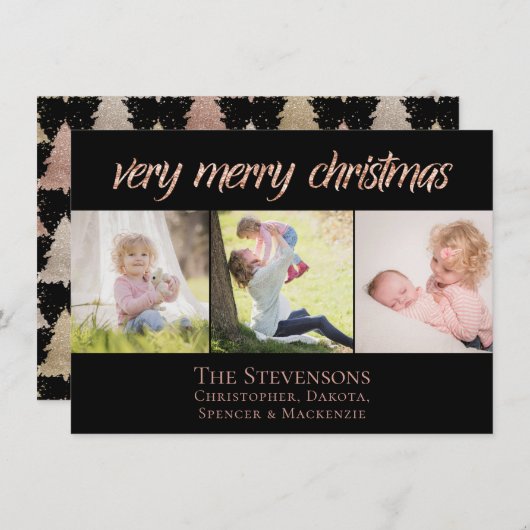 とても愉快なクリスマス |バラモダン金ゴールドシック写真 シーズンカード (正面/裏面)