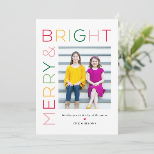 とても明るく編集可能なカラーホリデー写真カード シーズンカード (スタンド正面)
