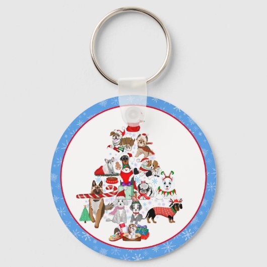 とても楽しいワンちゃんのクリスマス  キーホルダー (正面)