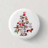 とても楽しいワンちゃんのクリスマス 缶バッジ (正面)