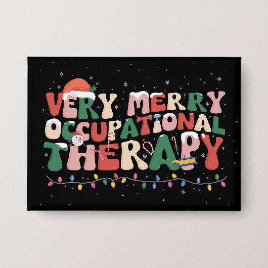 とても楽しい作業療法士のクリスマス OT クリスマス 缶バッジ (正面)