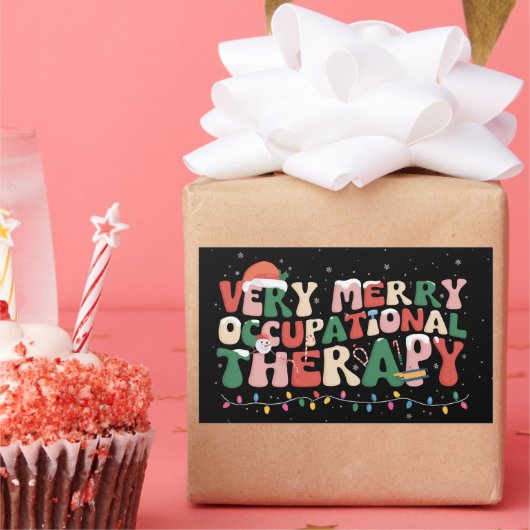 とても楽しい作業療法士のクリスマス OT クリスマス 長方形シール (パーティー)