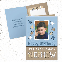 とても特別な甥の茶色の写真誕生日 カード