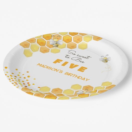 とても甘いビー子供の誕生日 ペーパープレート (アングル)