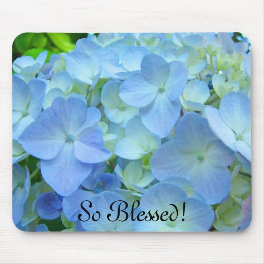 とても祝福されてます!青い紫陽花の花のマウスパッド マウスパッド (正面)