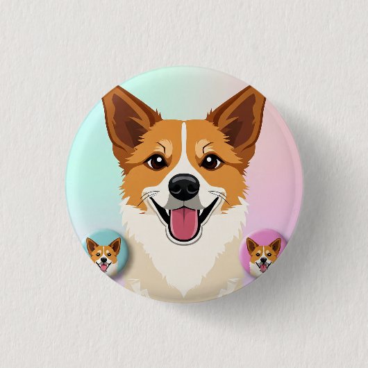 とても素敵でかわいい犬のデザインが 缶バッジ (正面)