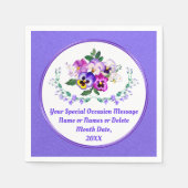 とても素敵なパーソナライズされた、パンジーの紙ナプキン スタンダードカクテルナプキン (正面)