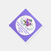 とても素敵なパーソナライズされた、パンジーの紙ナプキン スタンダードカクテルナプキン (角)