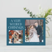 とても結婚したクリスマス新婚フォト ティール シーズンカード (スタンド正面)