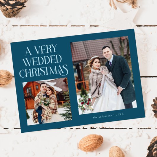 とても結婚したクリスマス新婚フォト ティール シーズンカード