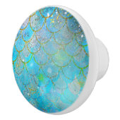 とても美しい虹色のパールがかったきらきらしたマーメイドのうろこ セラミックノブ (右)