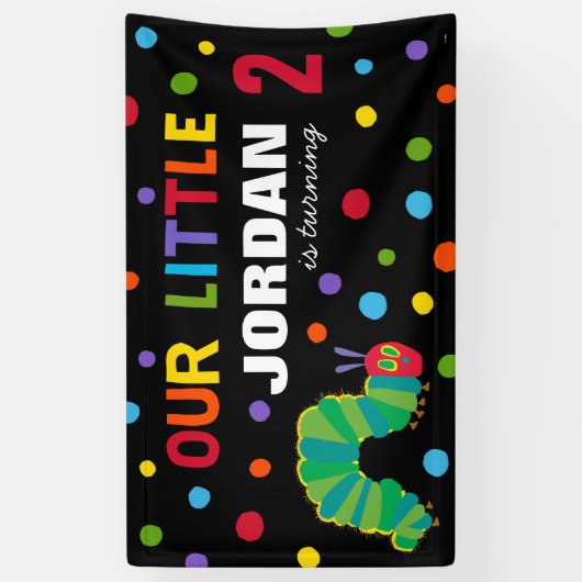 とても腹が減った幼虫の黒板の誕生日 横断幕 (縦)