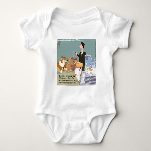 とても裕福な犬が面白い ベビーボディスーツ (正面)