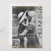 とても輝くクリスマスのグリッターゴールド写真 招待状 (正面)