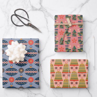 とても陽気なクリスマスのパターン ラッピングペーパーシート