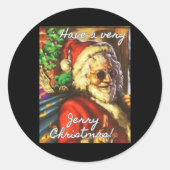 とても陽気なクリスマスガルシアのサンタの休日を過ごす ラウンドシール (正面)