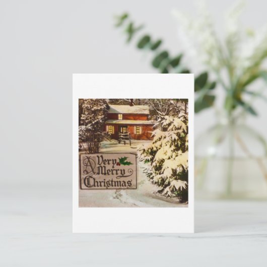 とても陽気なクリスマスクラシックの伝統的冬 シーズンポストカード (スタンド正面)