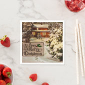 とても陽気なクリスマスクラシックの伝統的冬 スタンダードカクテルナプキン (インサイチュ)